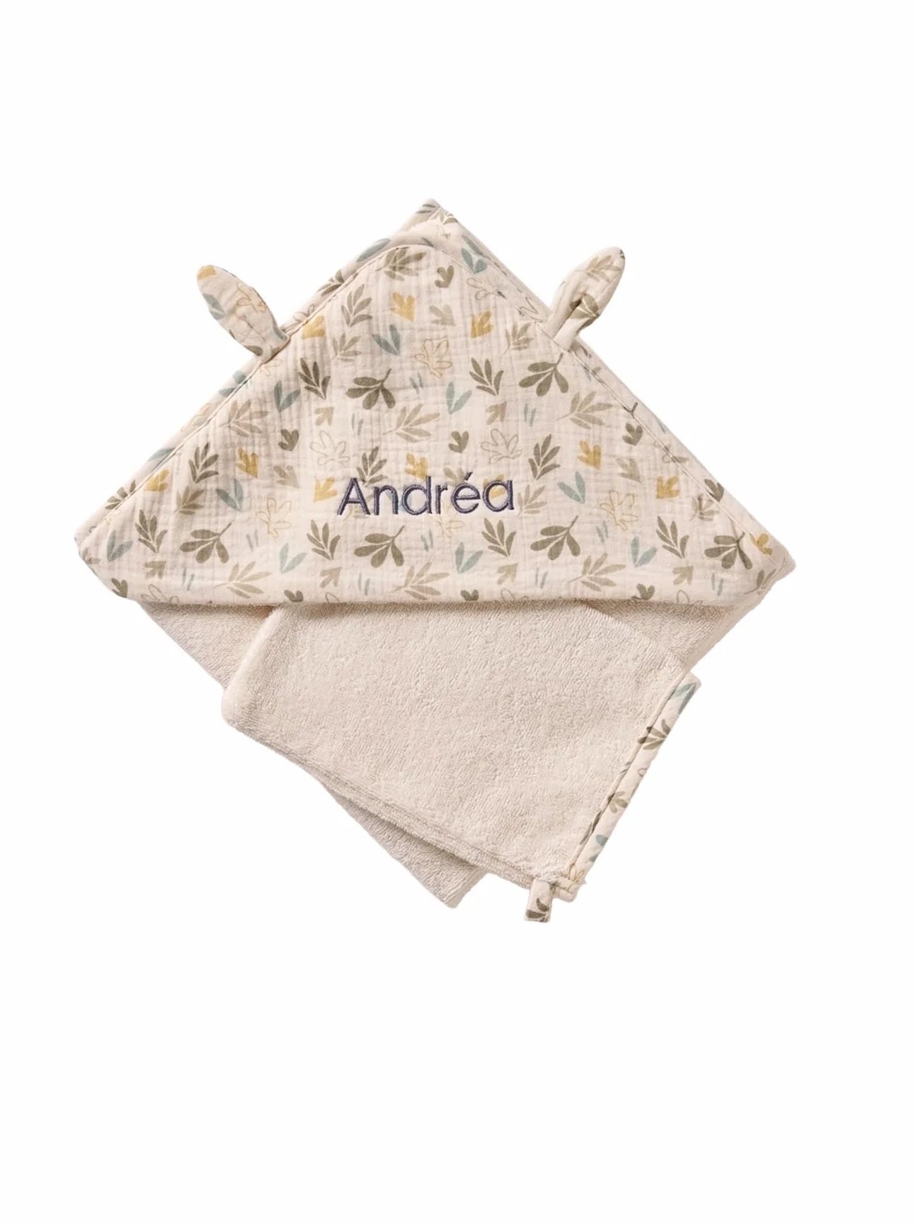 VERTBAUDET Cape bain gaze de coton BAYOU avec gant de toilette