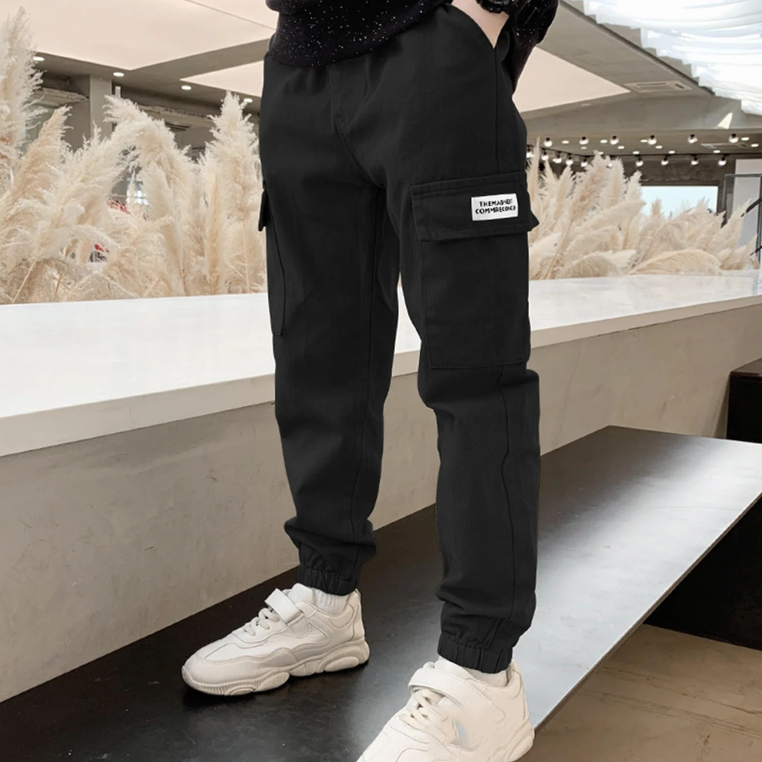 Lot de 2 pantalons cargo garçons coton taille élastique streetwear jambe fuselée