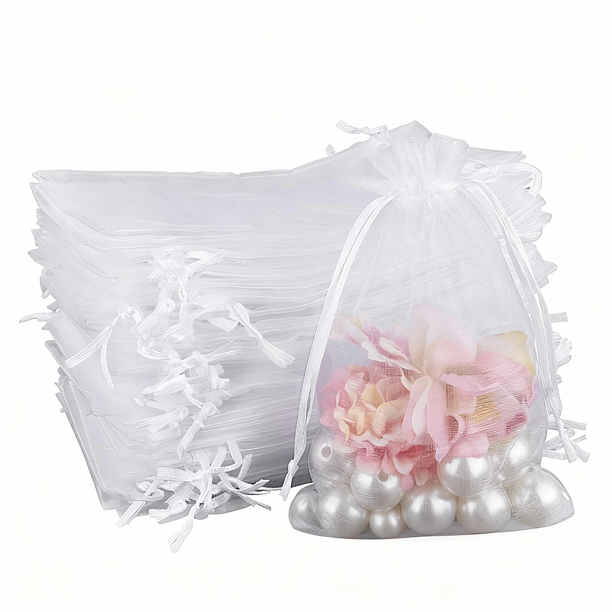 Sachets Organza 17x23cm Blanc 100 Pièces Pochette Cadeau pour Bijoux Mariage