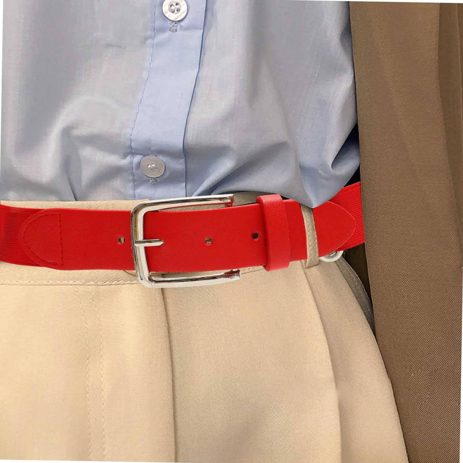 Ceinture de baseball réglable en cuir synthétique élastique avec anneau en métal inoxydable