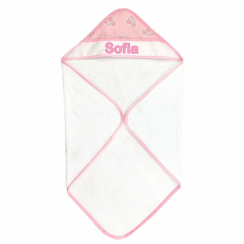 Peignoir bébé personnalisé triangle capuche 60 x 60 cm sortie de bain Italie