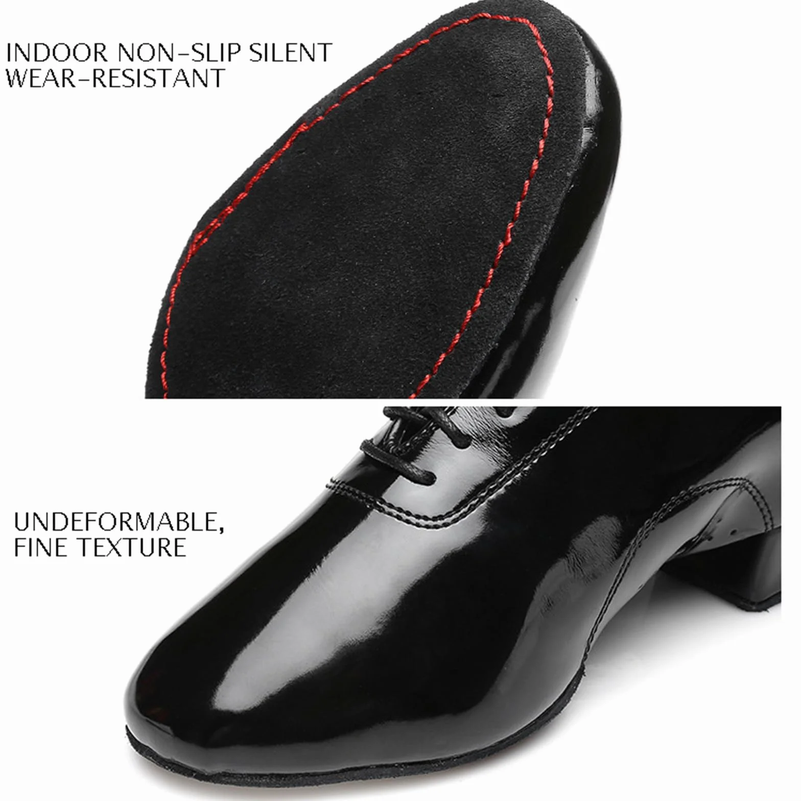Chaussures De Danse Latine Hommes Semelle Fendue Cuir Verni Talon Bas Respirant