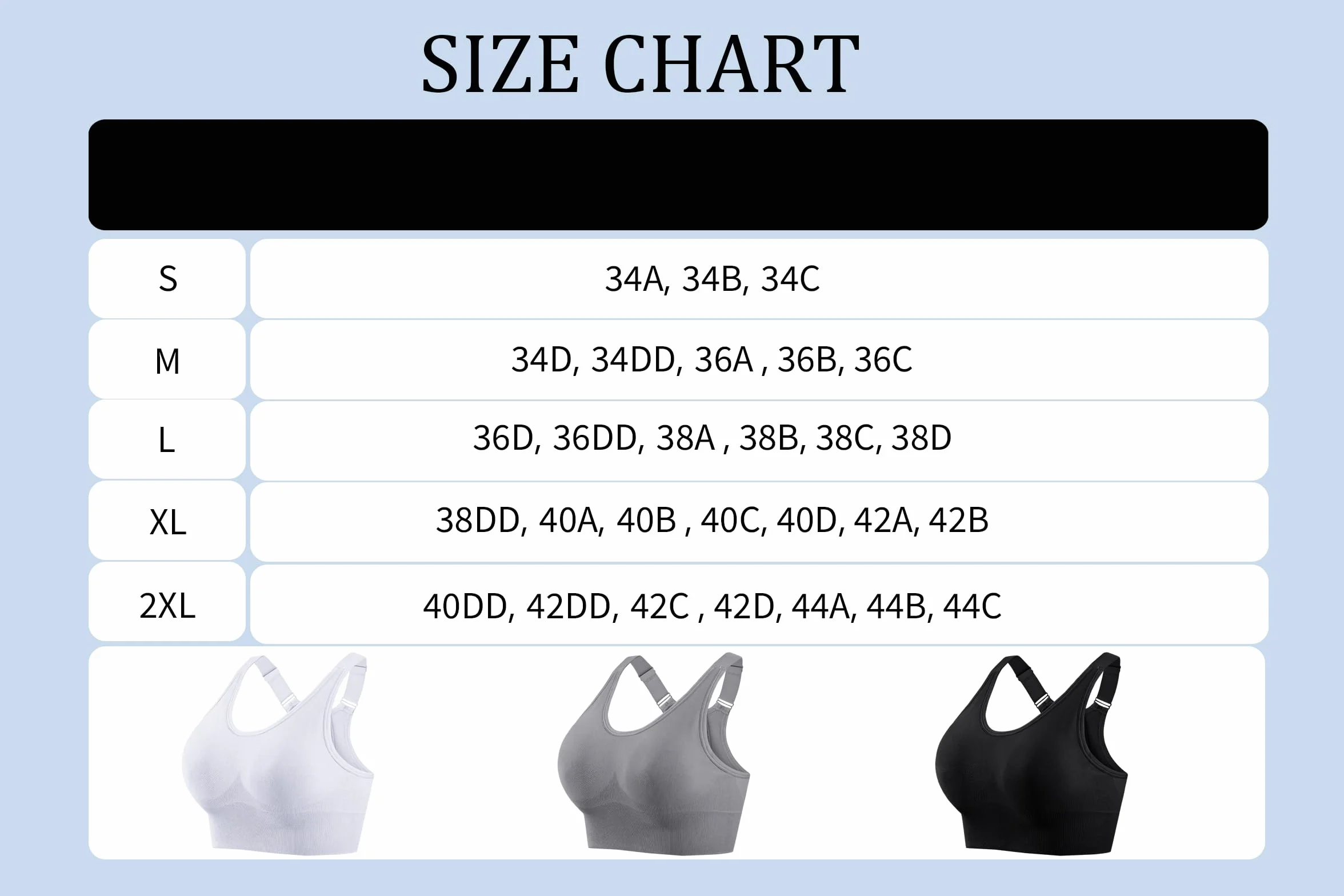 Brassière Sport Femme sans Armature Coussinets Amovibles Bretelles Réglables Maintien Fort Yoga Course Fitness