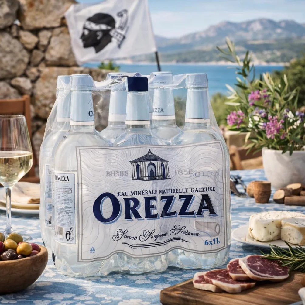 OREZZA Eau minérale naturelle gazeuse corse – en packs de 6x1L– Bouteilles plastique PET – Restauration, CHR et Collectivités (Pack 6 bouteilles)