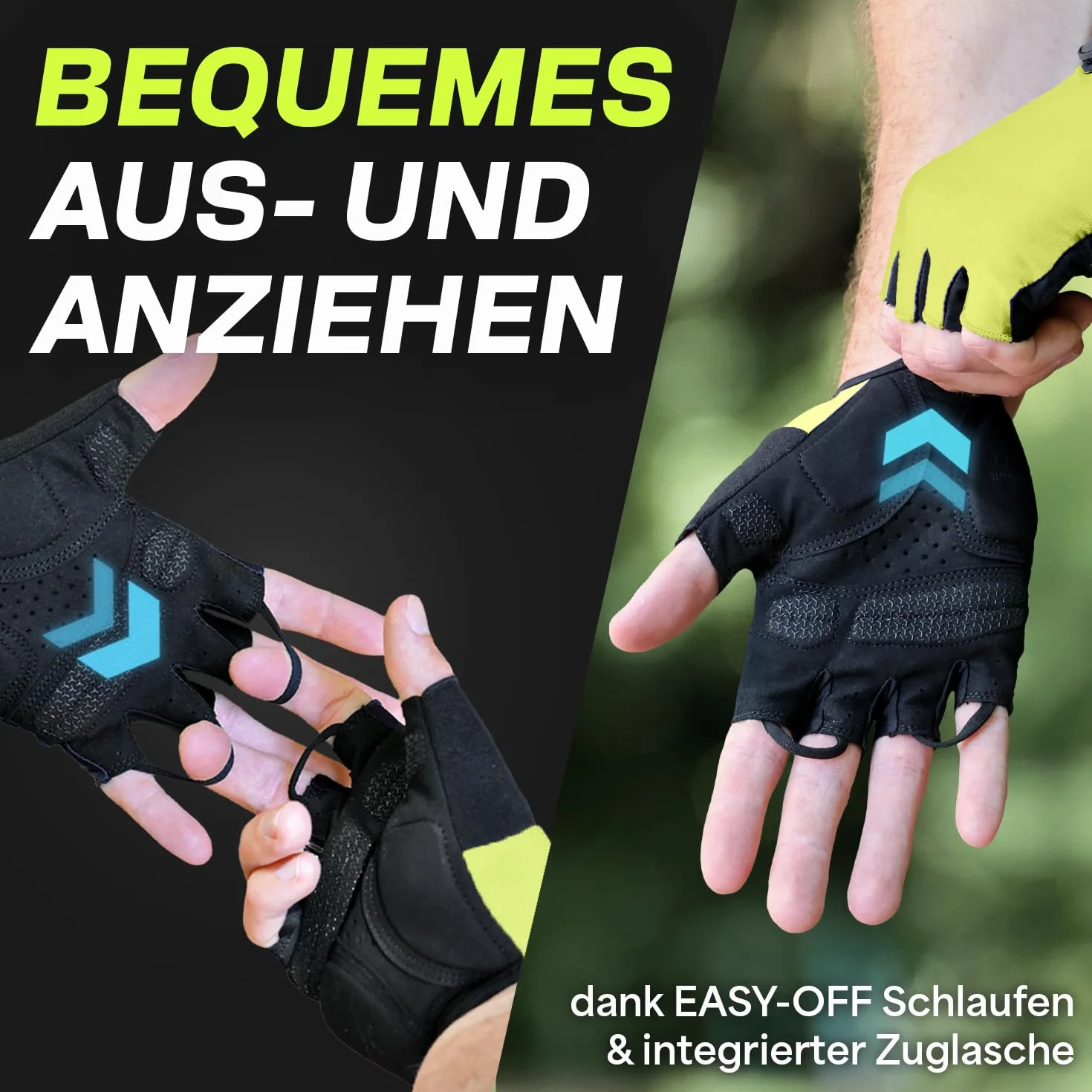 MACCIAVELLI Gants de cyclisme pour homme rembourrés respirants sans doigts avec inserts en gel VTT vélo route