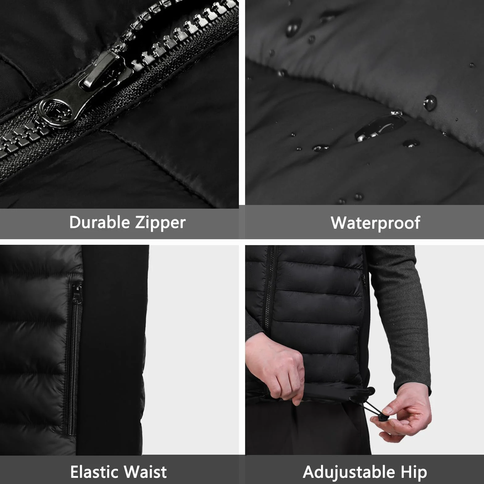 Veste Chauffante Homme avec Batterie 10000mAh, 3 Niveaux de Température, Gilet Chauffant Électrique