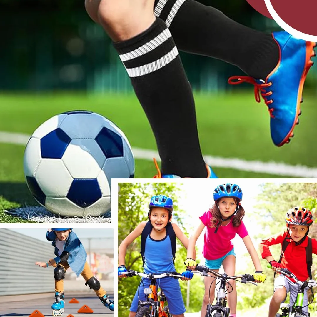 Chaussettes de Football Enfant Antidérapantes 26-34 Bleu Marine Noir Blanc