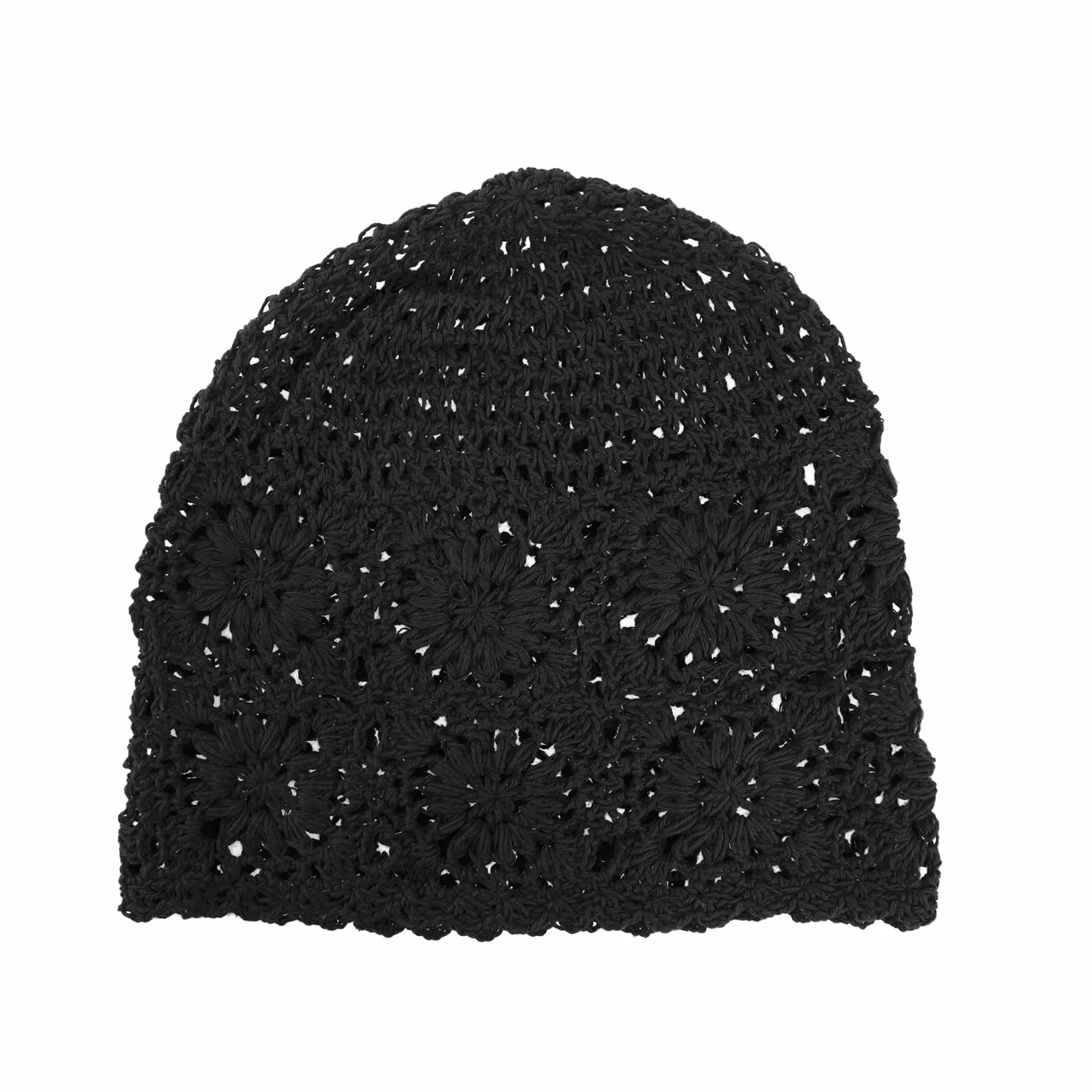 Bonnet Femmes Coton Tricot Vintage Floral Crochet Slouchy Cap 52-58cm Tour de Tête