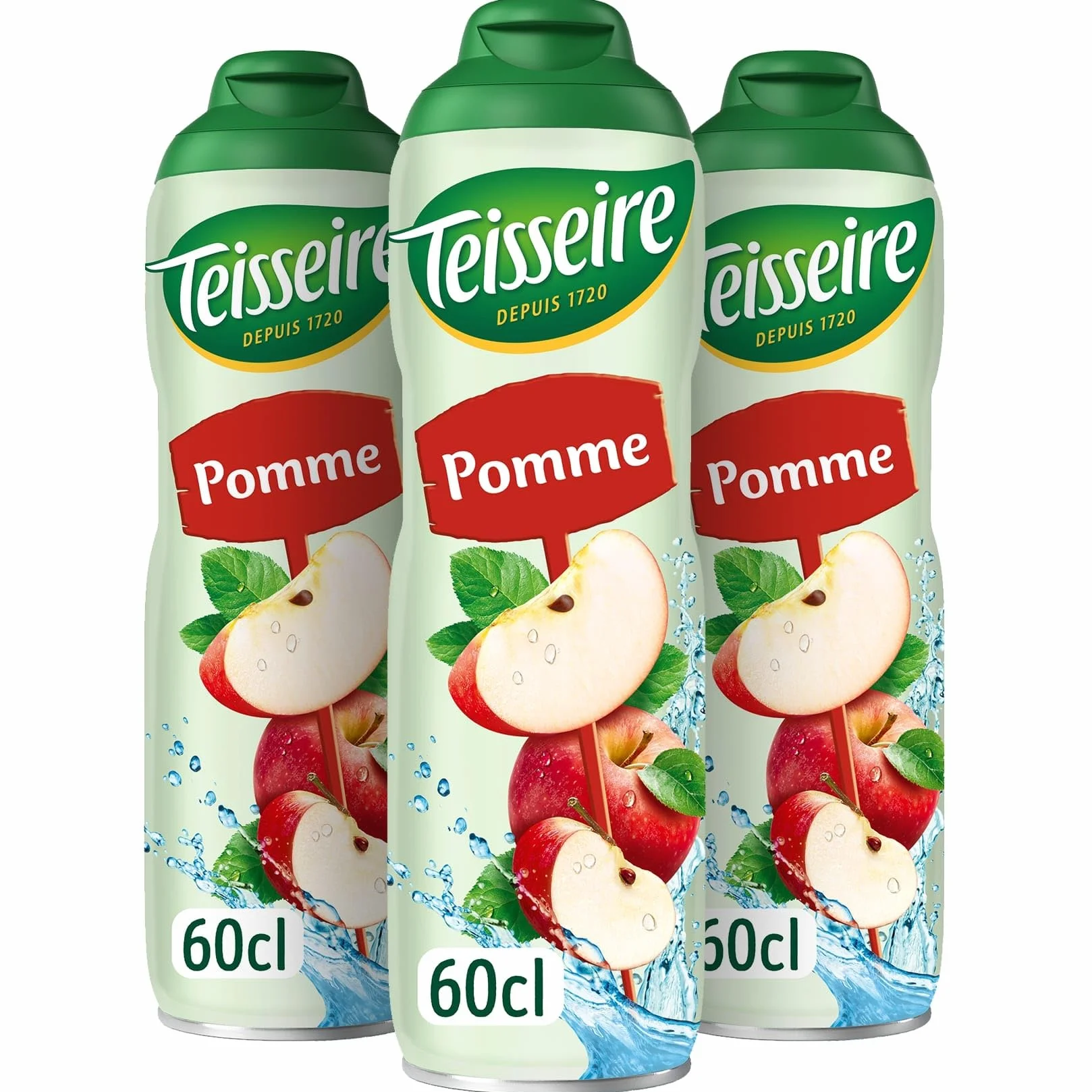 Teisseire Sirop de Pomme pour Boisson Rafraîchissante, Cocktails, Bidon Recyclable (Pack de 3)