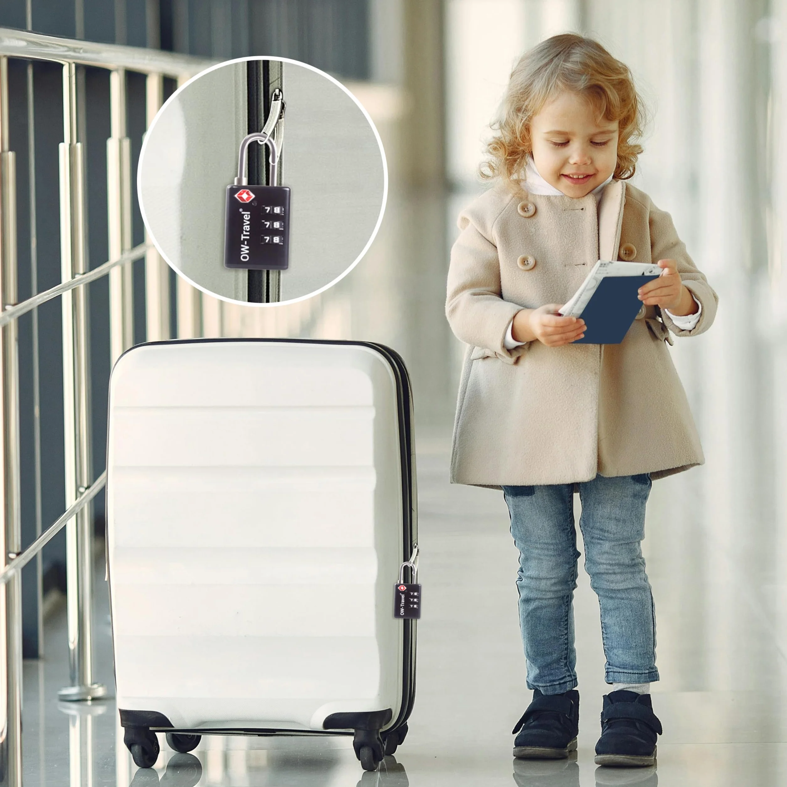 Cadenas TSA pour Valise avec Indicateur d'Ouverture, Code 3 Chiffres Antivol Bagages Avion