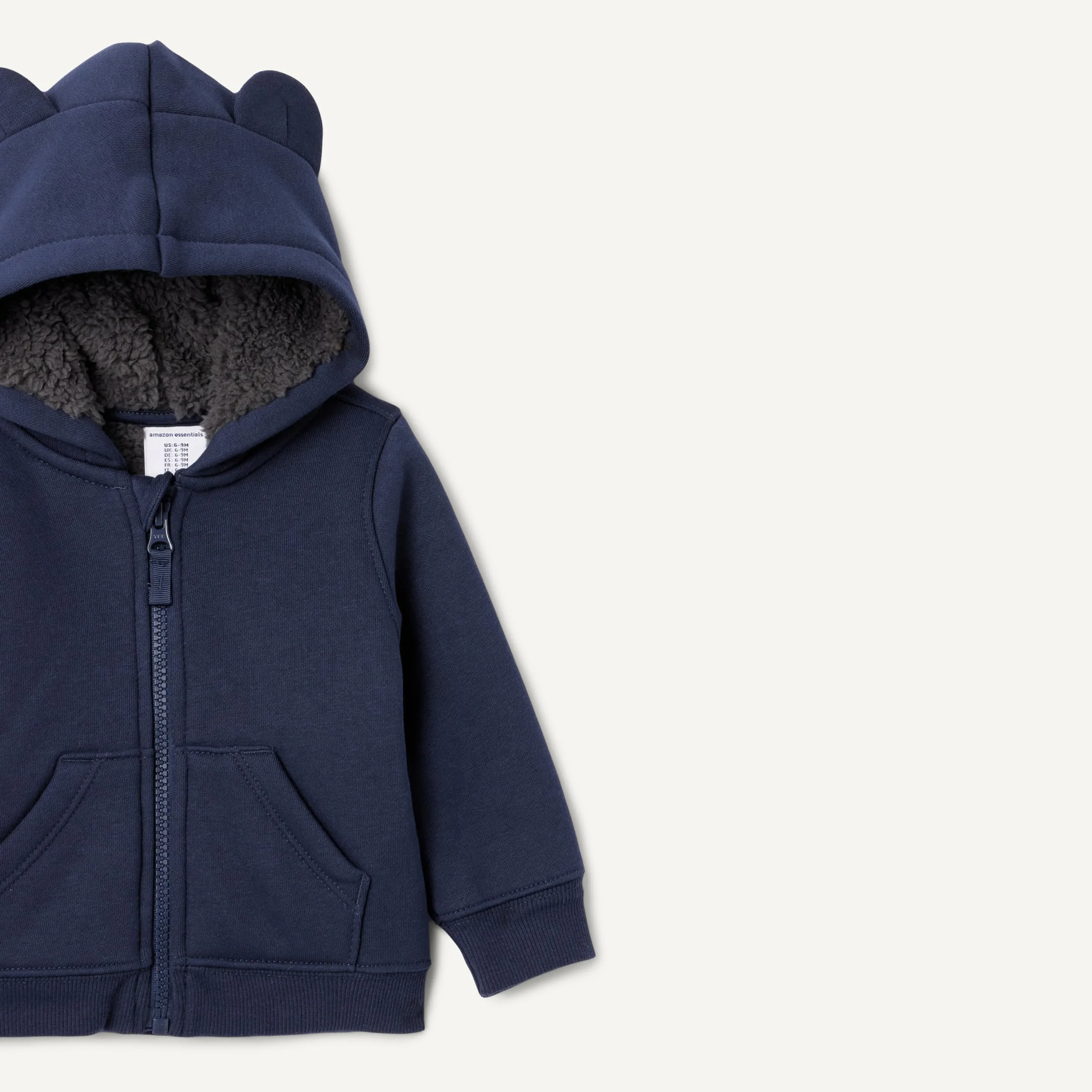 Amazon Essentials Veste à Capuche Entièrement Zippée Doublée Sherpa Mixte Bébé