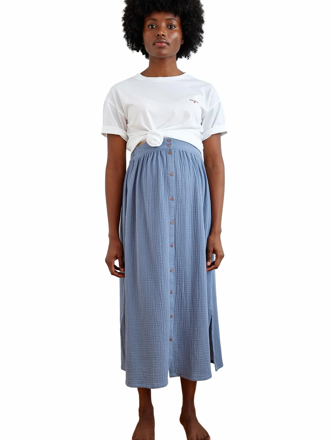 VERTBAUDET Jupe Longue Grossesse Gaze Coton
