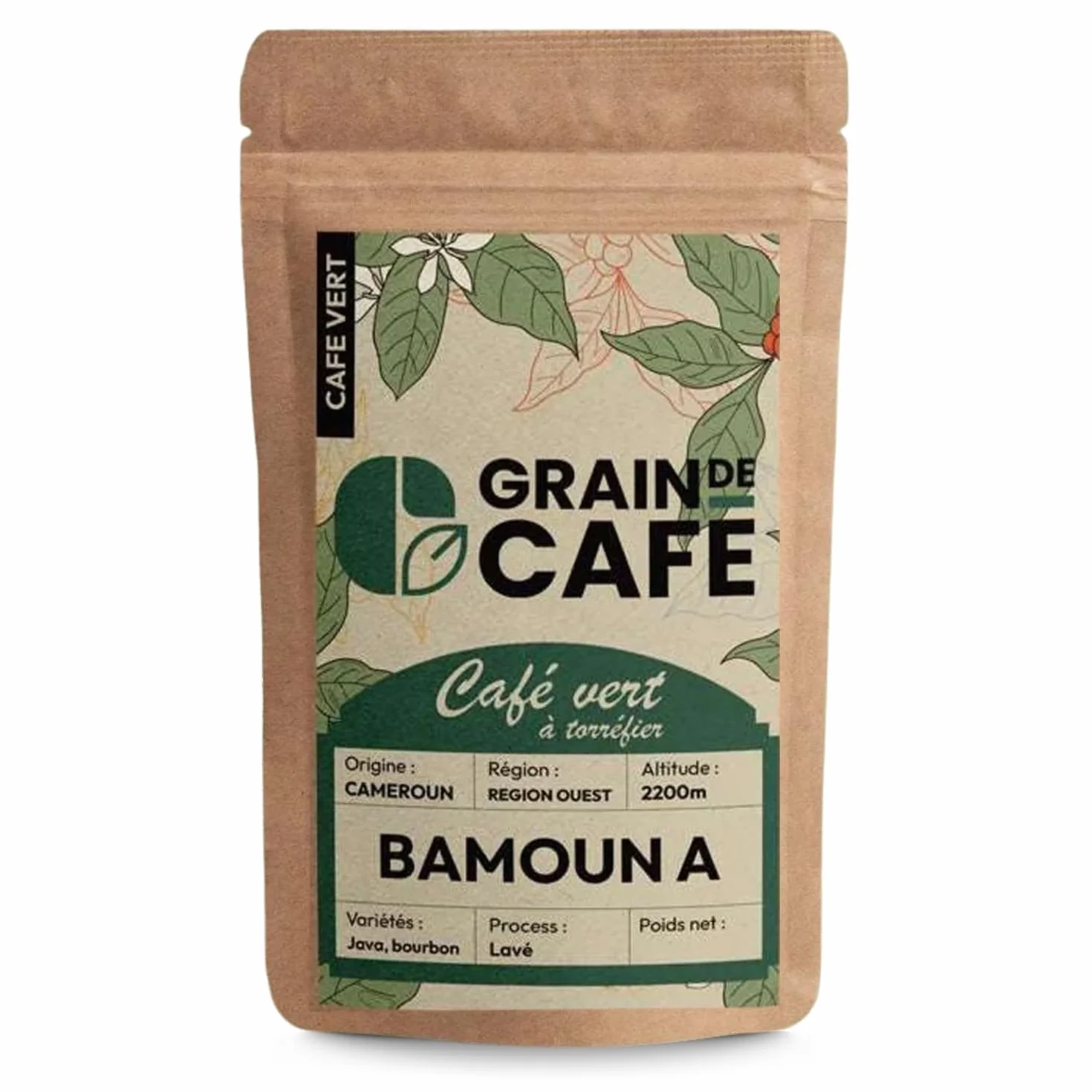 Graindecafé – Café Vert Cameroun Bamoun A 1kg | 100% Arabica Non Torréfié À Torréfier Soi-Même | Rond & Épicé | Notes De Bois & Cacao | Café Cru En Grain | Idéal Machine À Grain Une Fois Torréfié