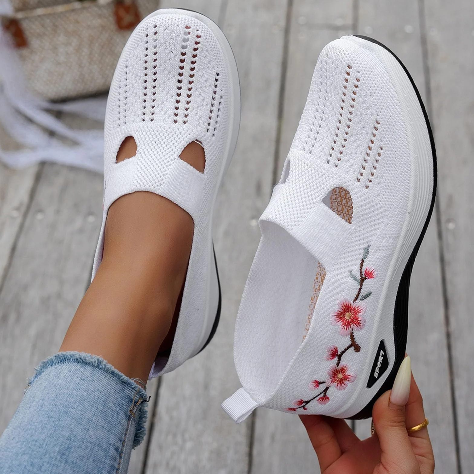 Baskets Orthopédiques Femme Été sans Laçage Chaussures de Marche Plateforme Légères Slip on Confort