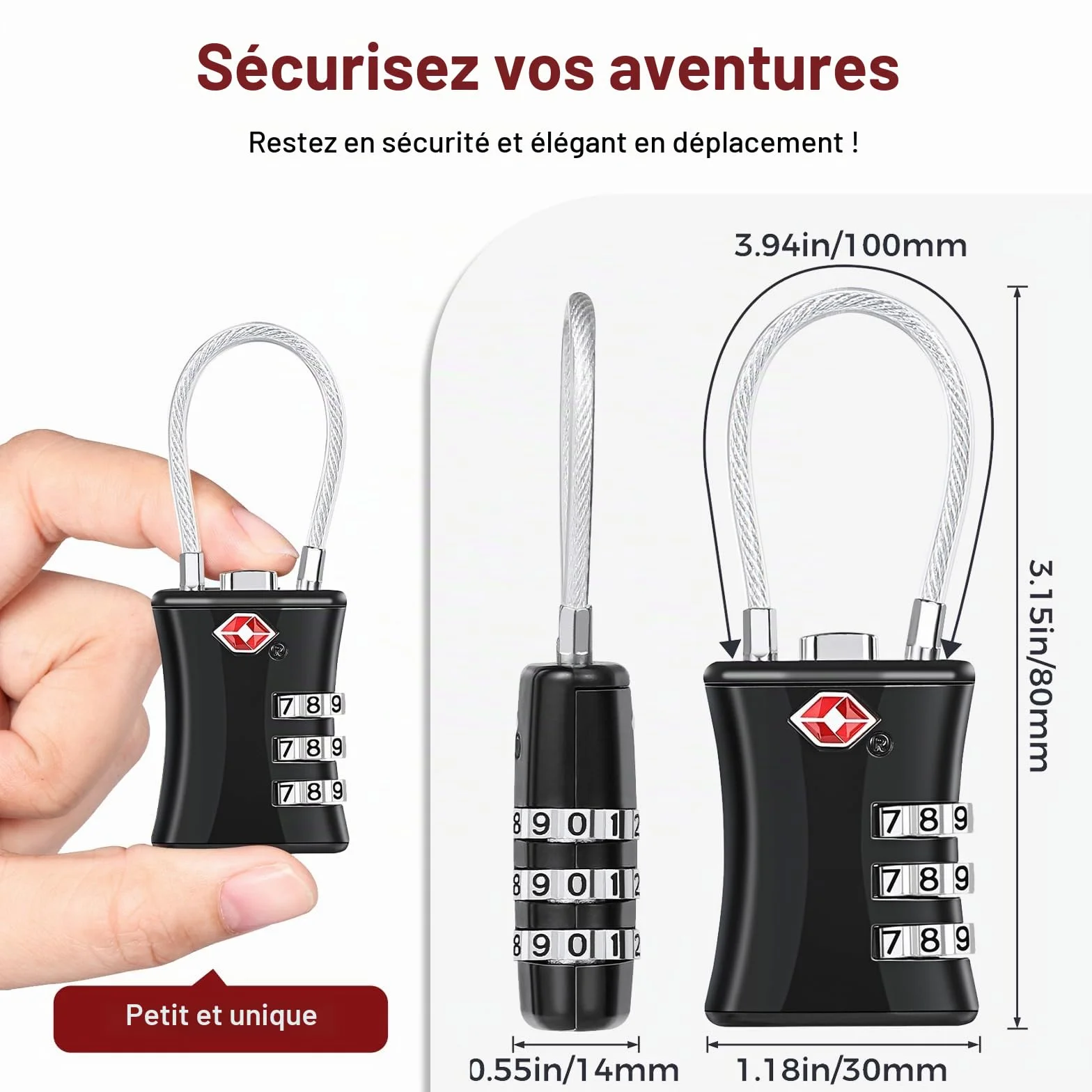 Oderra Cadenas Valise 2 Pack, TSA Luggage Locks, 3 Digit Security Padlock, Combination Padlock