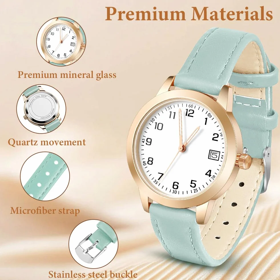 OFFCUP Montre Femme Bracelet Cuir Analogique Quartz Poignet Ladies
