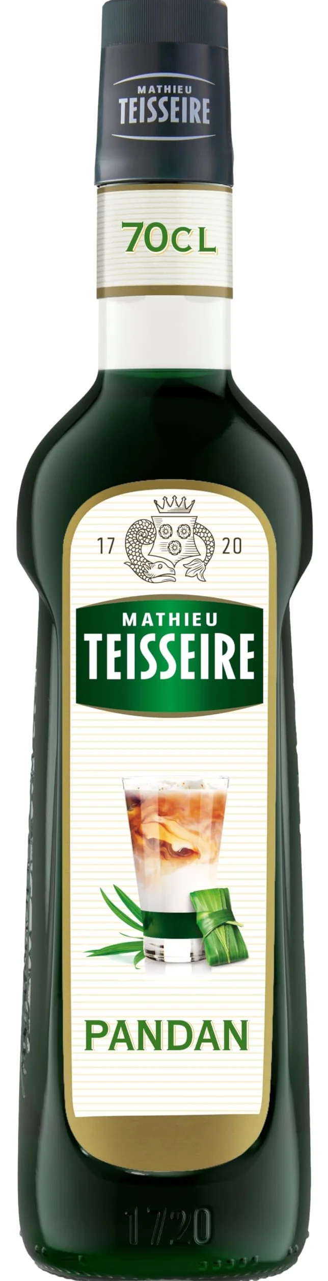 Sirop de Pandan Mathieu Teisseire, pour boissons, cocktails, mocktails, boissons gazeuses, limonades, milk-shakes, smoothies bouteille de 70cl c