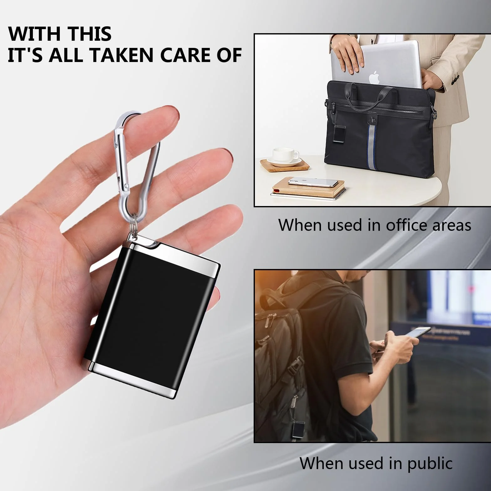 Mini Cendrier de Poche Portable Anti Odeurs, Porte-cendres Extérieur Voyages, Alliage d'Aluminium Noir