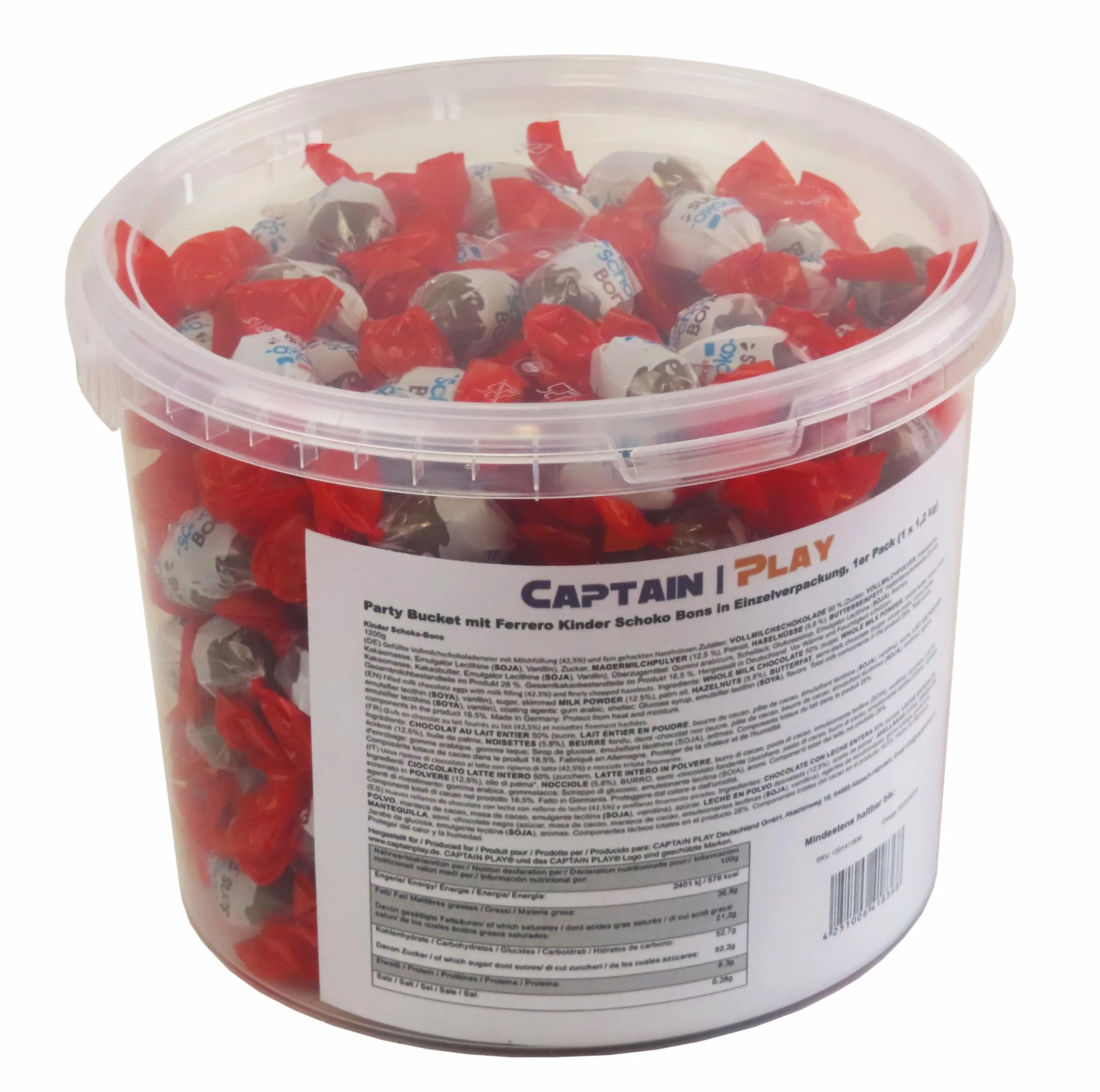 Party Bucket avec Kinder Schoko Bons dans emballage individuel 1,2kg