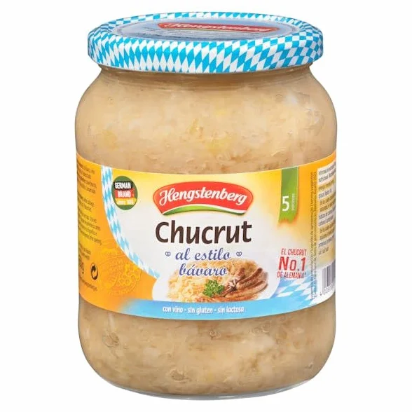 Hengstenberg Choucroute à la Bavaroise, Bocal de 680g, Lot de 3, 650g Net Égoutté