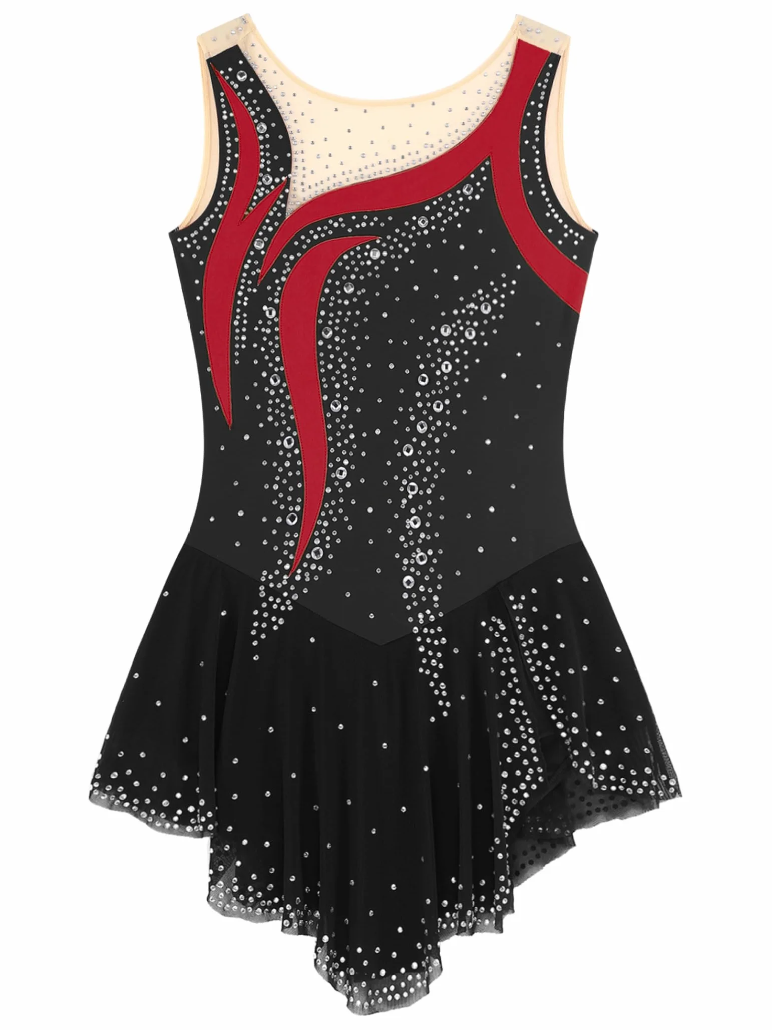 Robe Patinage Artistique Strass Justaucorps Gymnastique Danse sur Glace