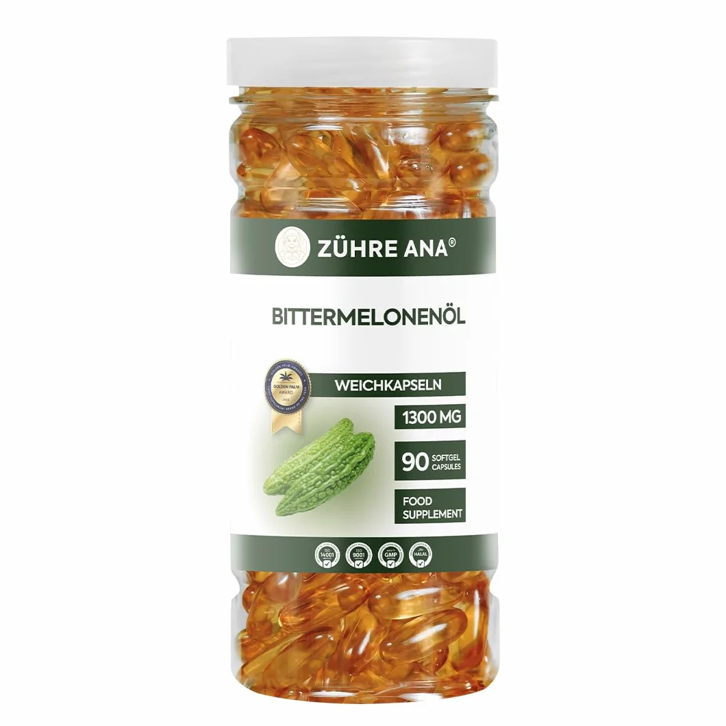 Zühre Ana Lot de 90 capsules d'huile de melon amer 1300 mg - Naturelle et pure - Facile à avaler