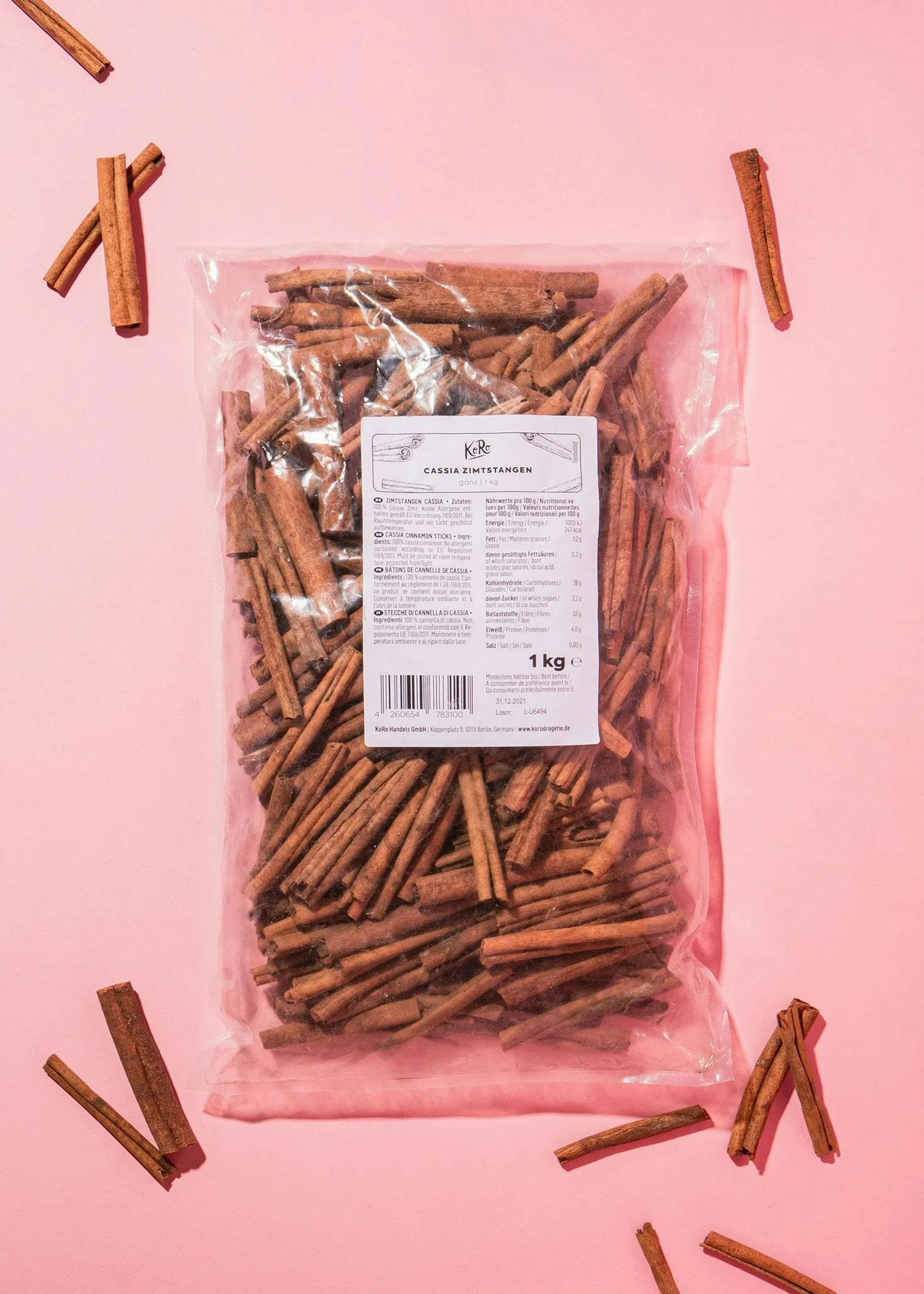 KoRo - Bâtons de cannelle Cassia 1 kg - votre approvisionnement en cannelle