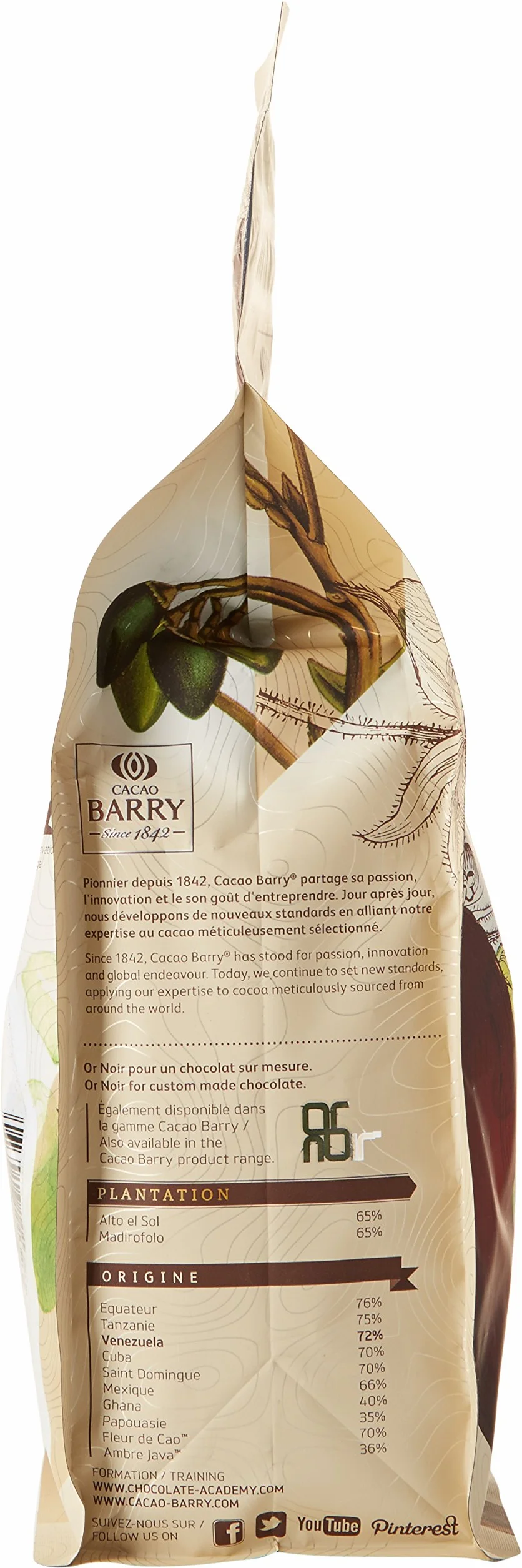 CACAO BARRY 72% Min Cacao Chocolat Venezuela Pistoles 1 kg