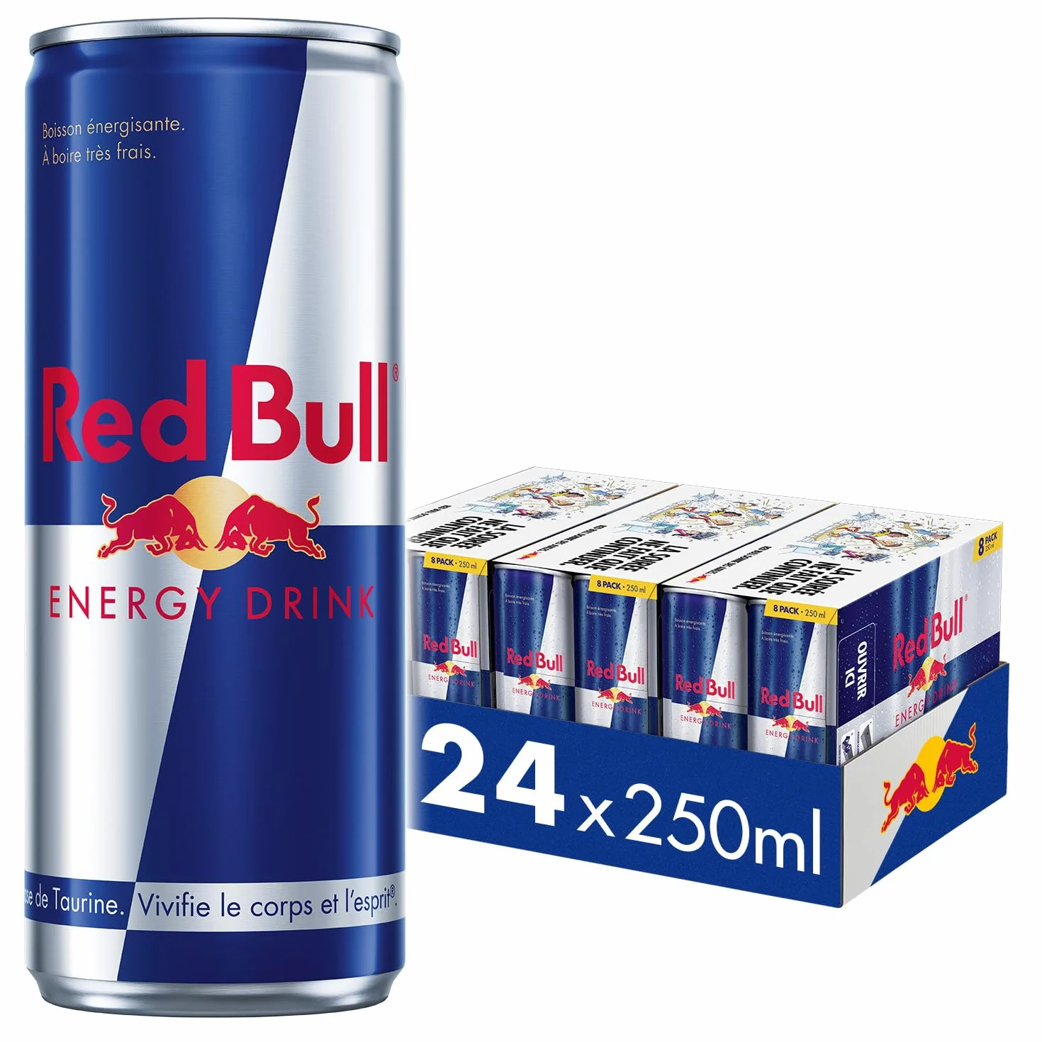 Red Bull, Boisson énergisante, 8x250ml (3 packs de 8x250ml- 24 canettes)