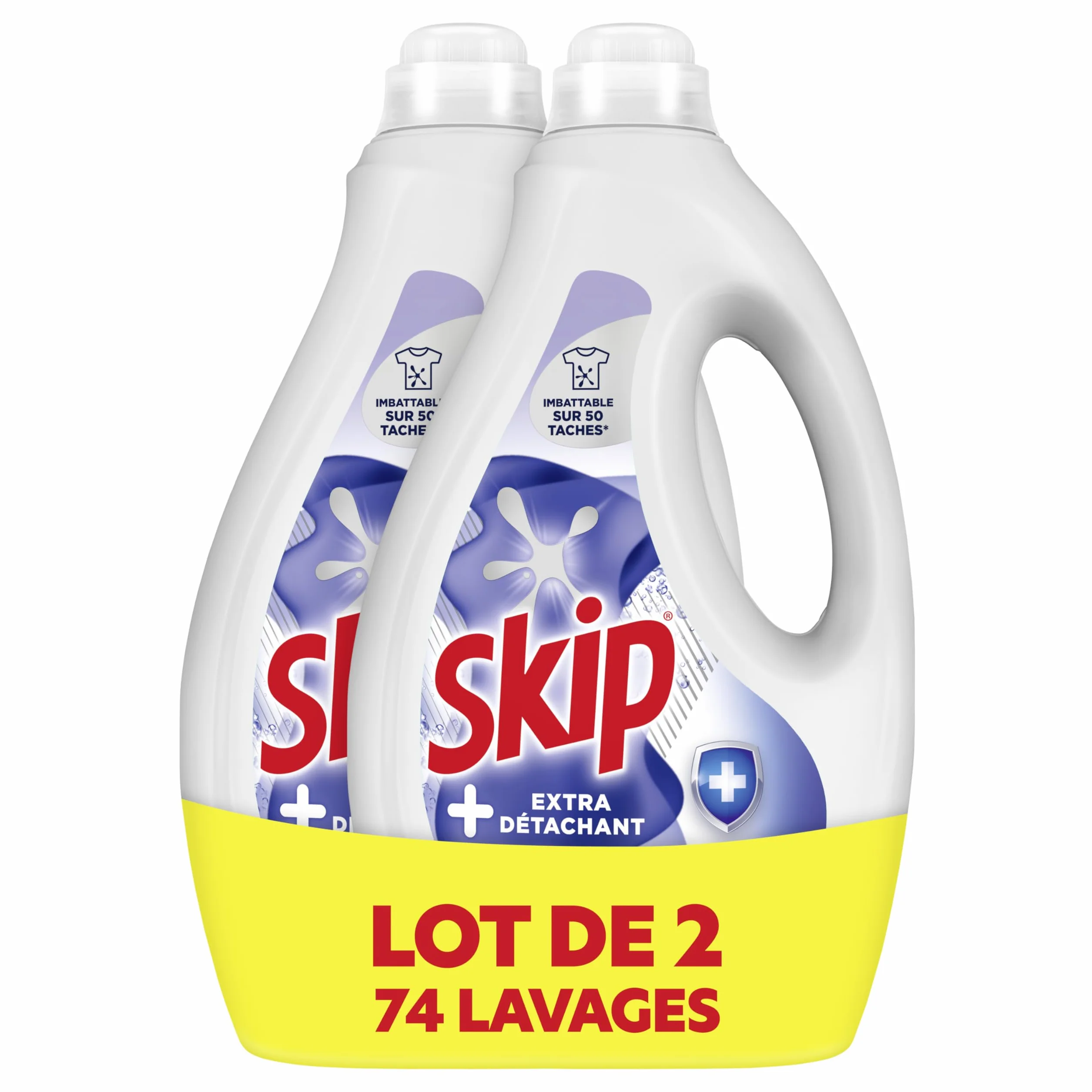 Skip Lessive Liquide Tout en 1 Extra Détachant, 80 Lavages | Élimine 50 taches tenaces, efficace en cycle court et à froid, formule concentrée pour un linge impeccable