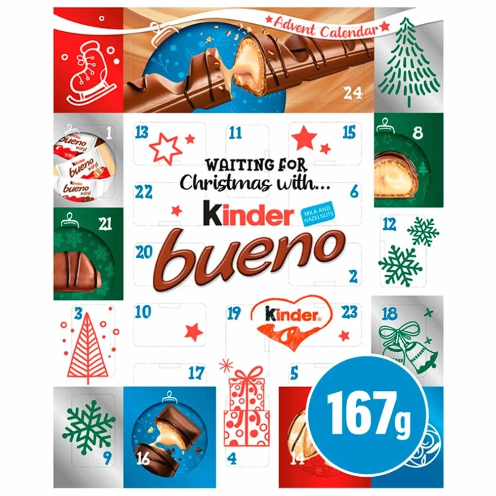 Kinder Bueno Calendrier de l'Avent de Chocolat au Lait, 167g