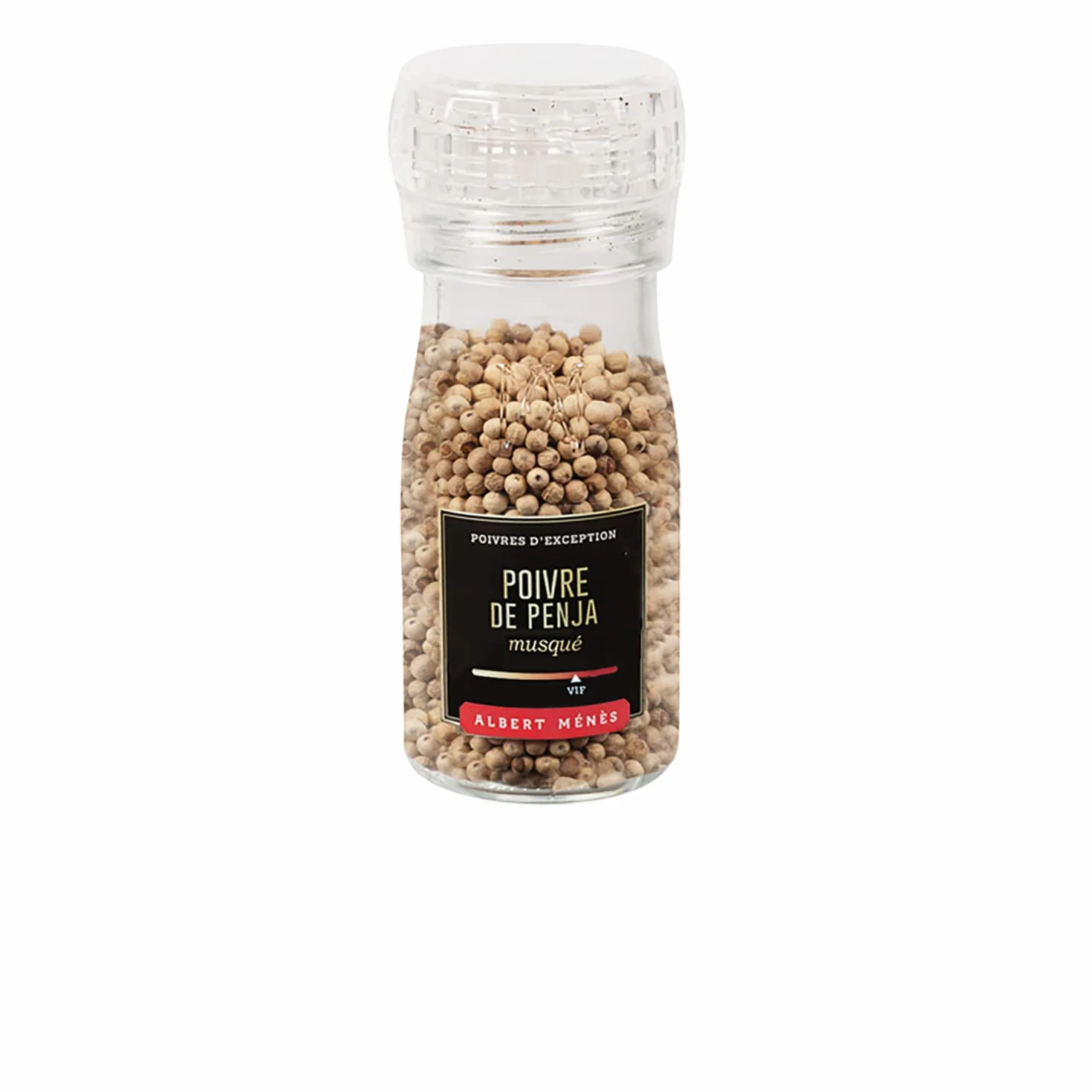 Albert Ménès Poivre du Penja Moulin Réglable Poivre Vif avec des Notes Musquées Grain Blanc Force 3, 50 g