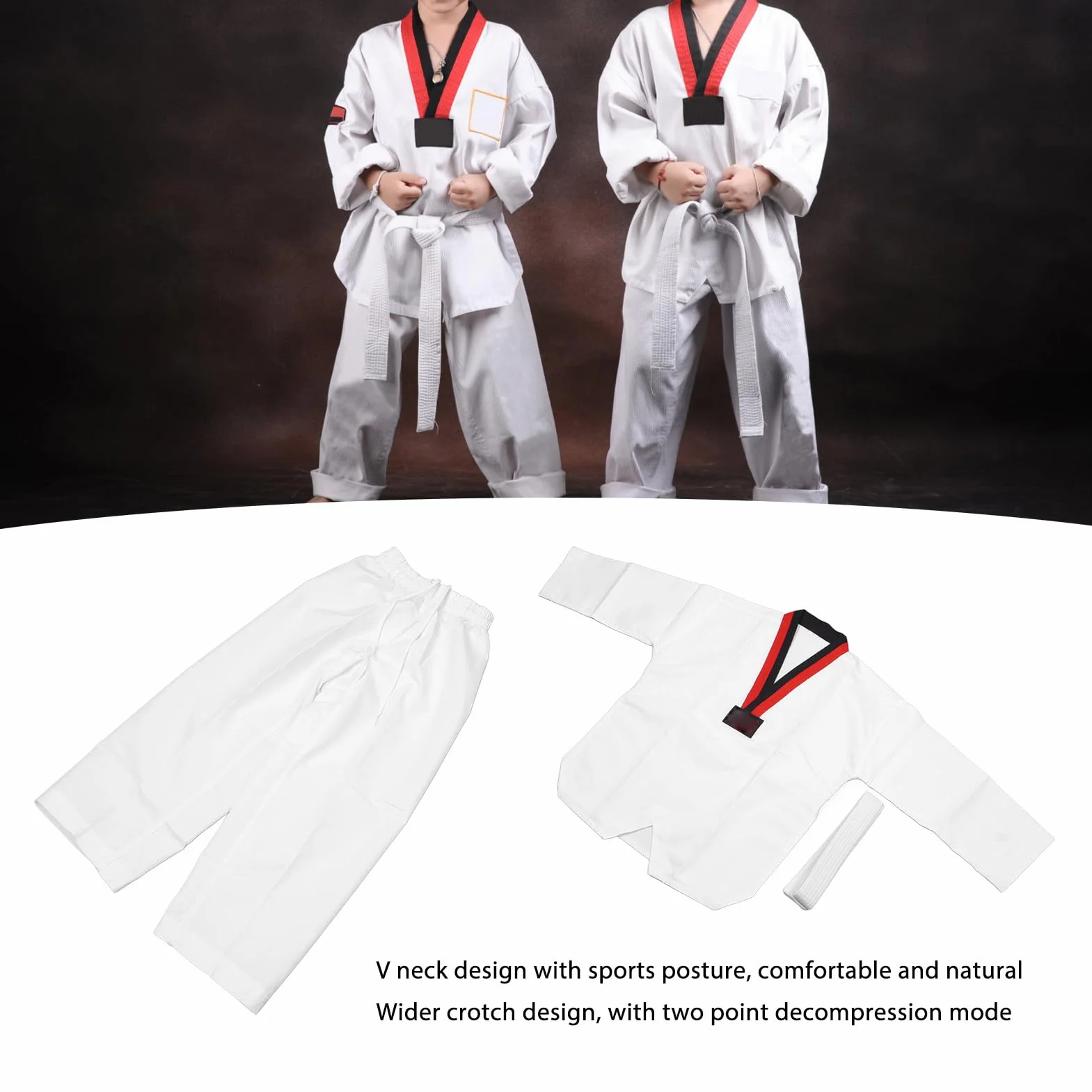 Dobok Taekwondo Costume Enfants Hauteur 136-146 cm Robuste Confortable Respirant