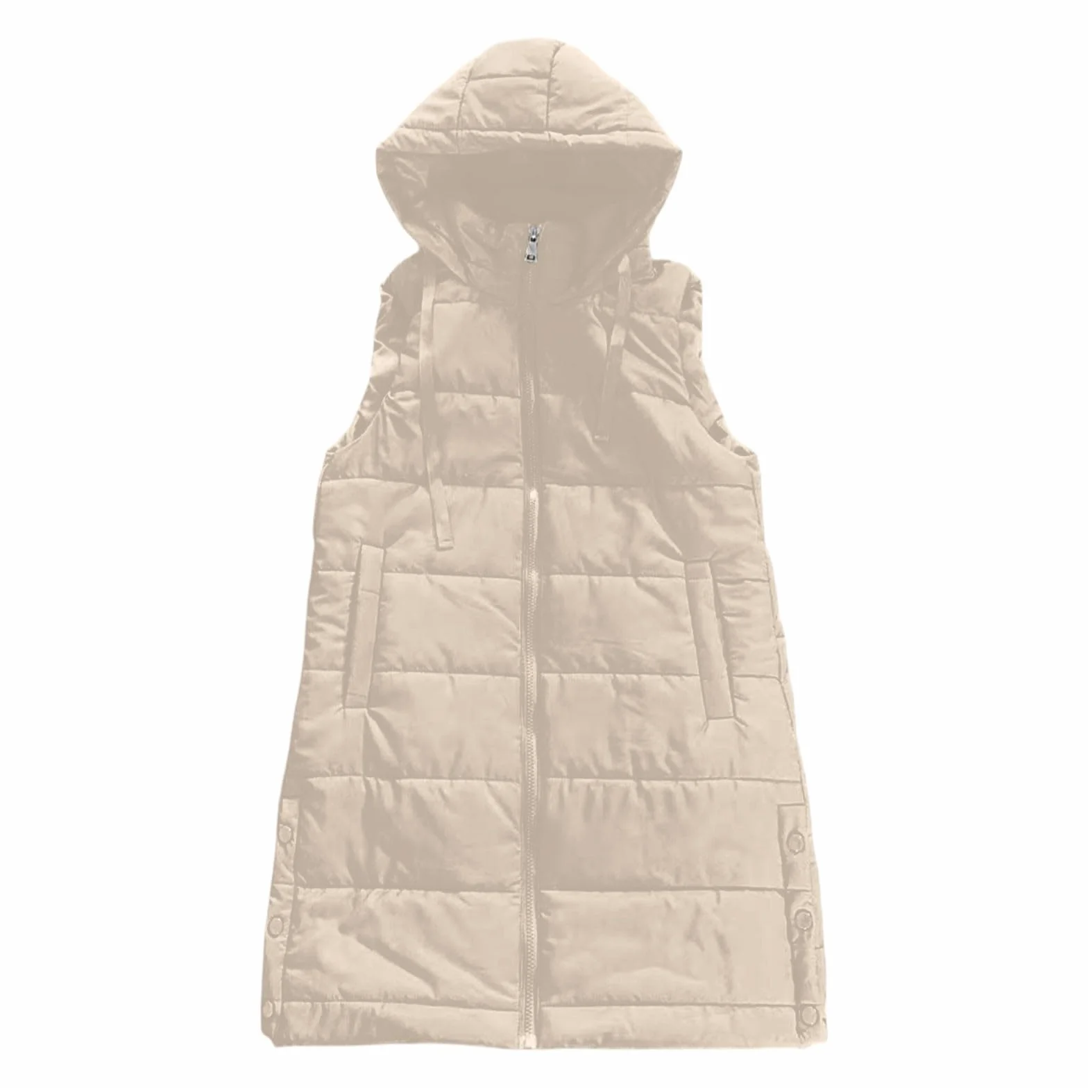 Femme Doudoune sans Manches Capuche Longue Gilet Ultra Chaud Légère Veste Zippée Hiver Waistcoat Poches