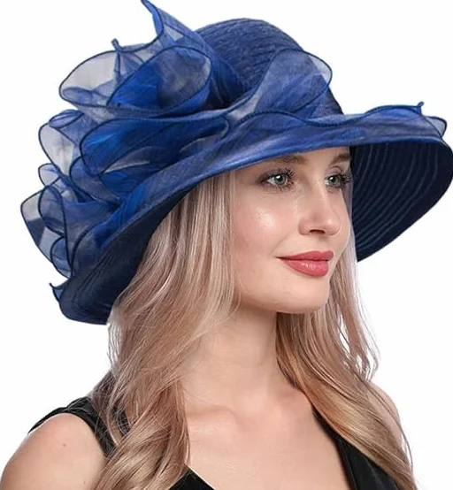 Chapeau bibi en organza pour femme - Derby Cloche cocktail thé mariage