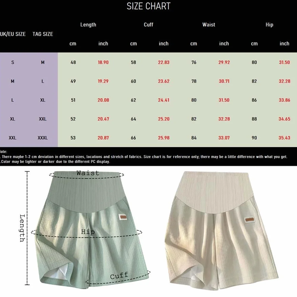 Été Shorts de Maternité Jeans Taille Élastique Jambe Large avec Poches pour Femmes Enceintes
