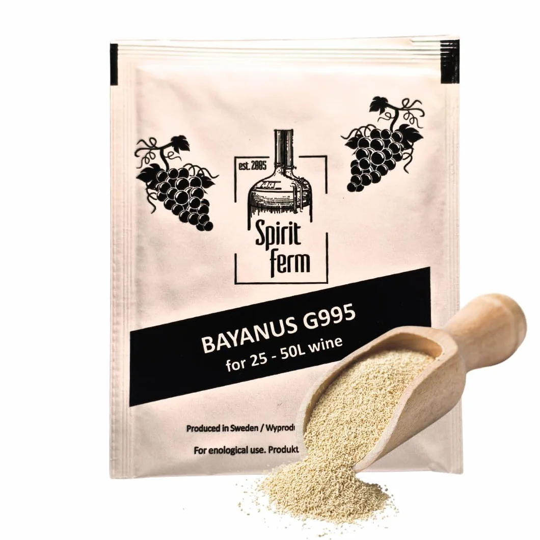 10 x Levure de Vin Bayanus 10g G995 + Copeaux de Chêne Français 20g - Levure pour la Fermentation du Vin | Levure de vin tout usage | Spirit Ferm