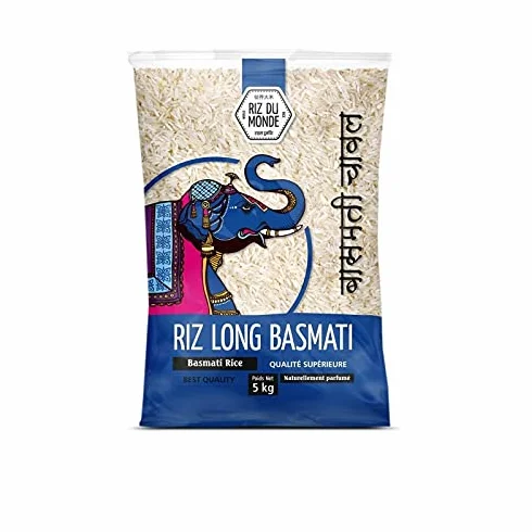 RIZ DU MONDE - Riz Long Basmati Éléphant 5Kg - Lot De 2