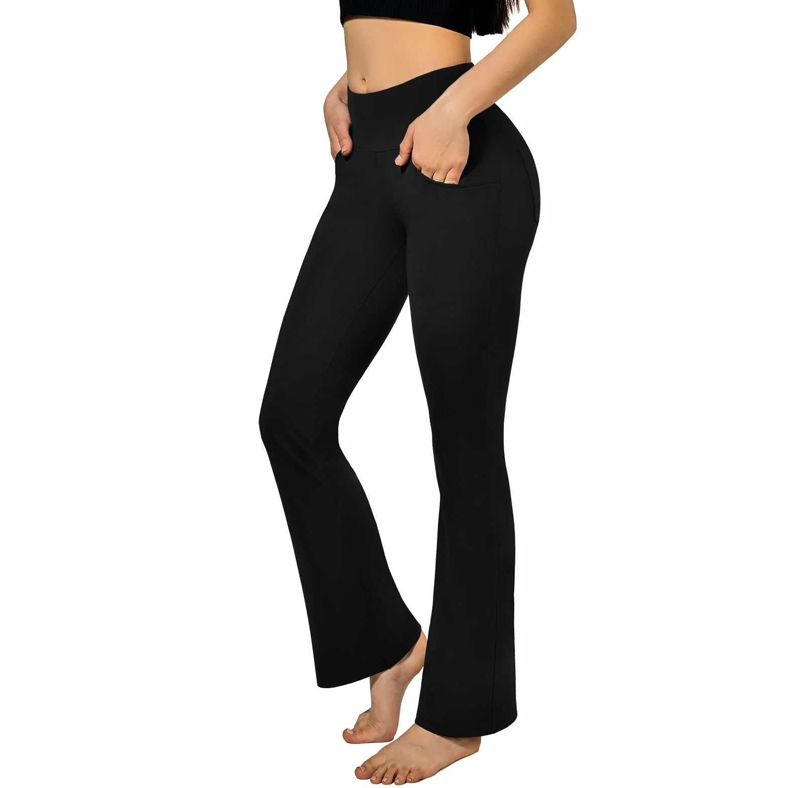 SINOPHANT Pantalon de Yoga Femme Taille Haute avec 4 Poches Opaque