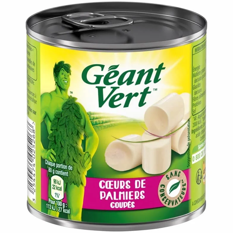 COEURS DE PALMIER COUPES BOITE 1/4 80G, GEANT VERT, LOT DE 3