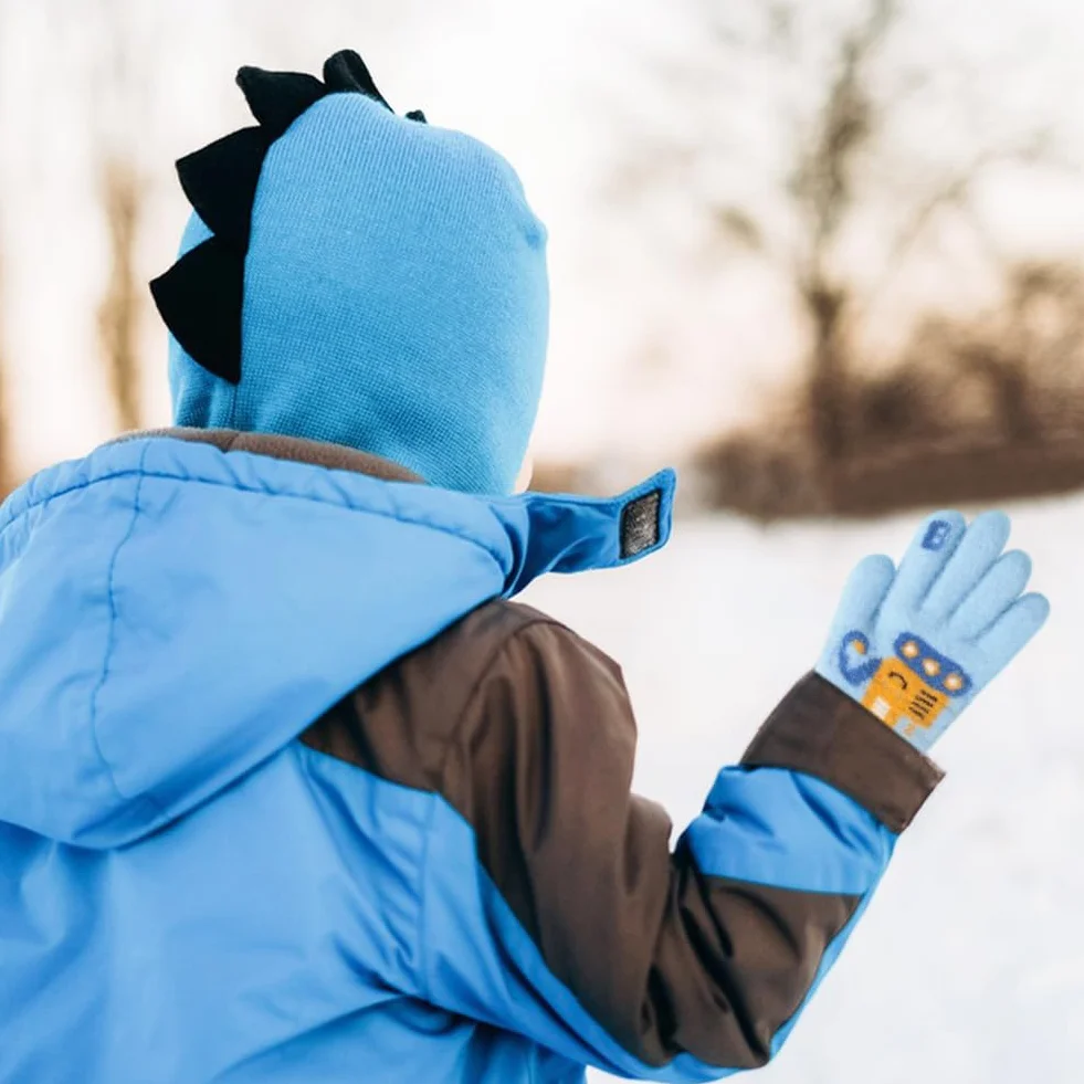 Gants Hiver Enfant 3 Paires Mitaines Tricot Extensibles Colorés Chauds 4-10 Ans Garçons