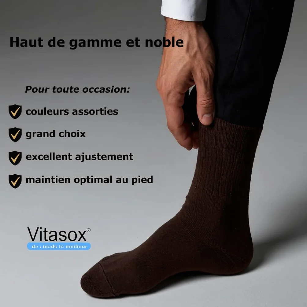 Chaussettes business coton homme sans élastique sans couture unies 6 ou 12 paires