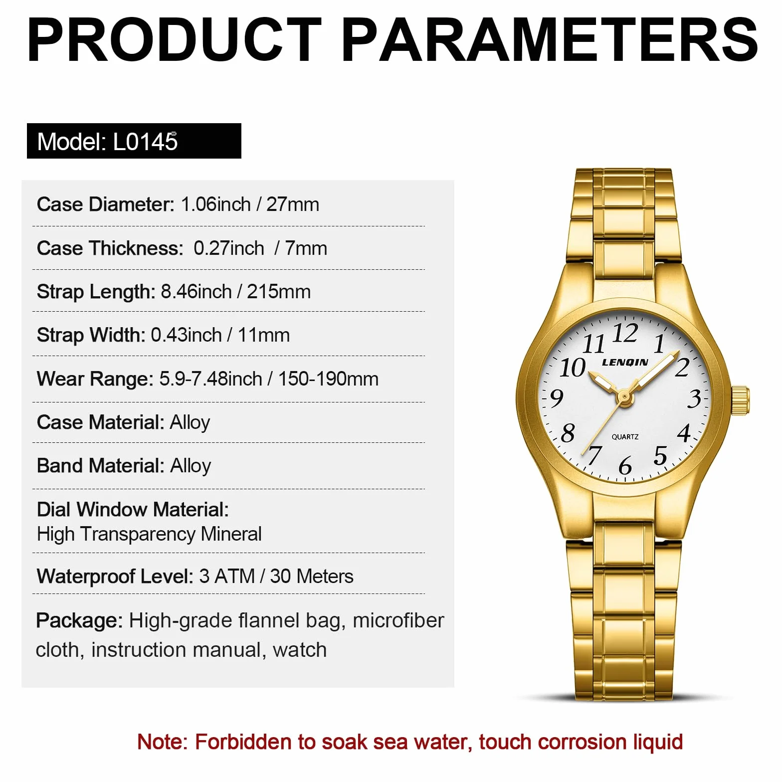 LN LENQIN Montre Femme Quartz analogique étanche Bracelet Acier Inoxydable