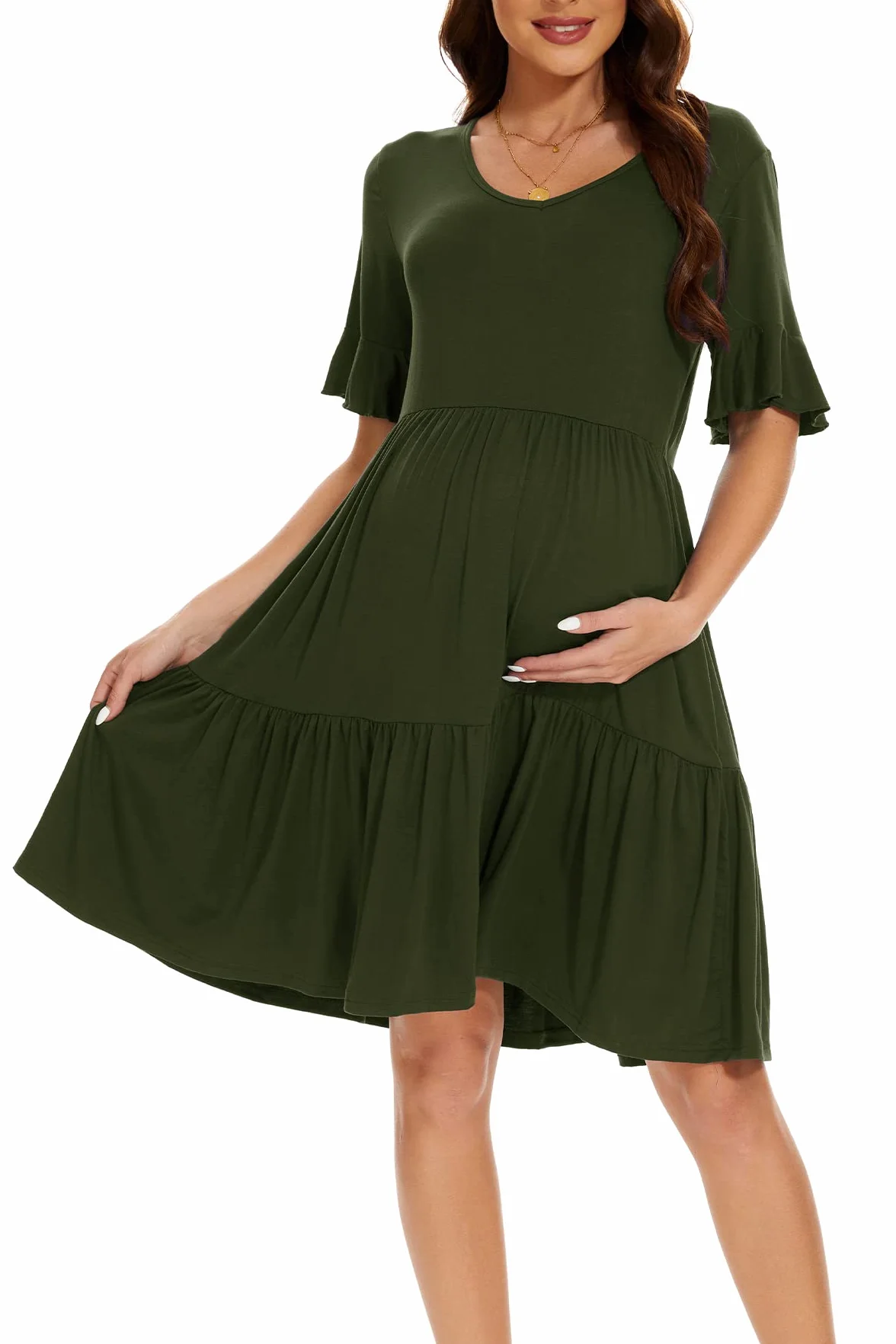 Robe de Maternité Manches Courtes Femme Grossesse