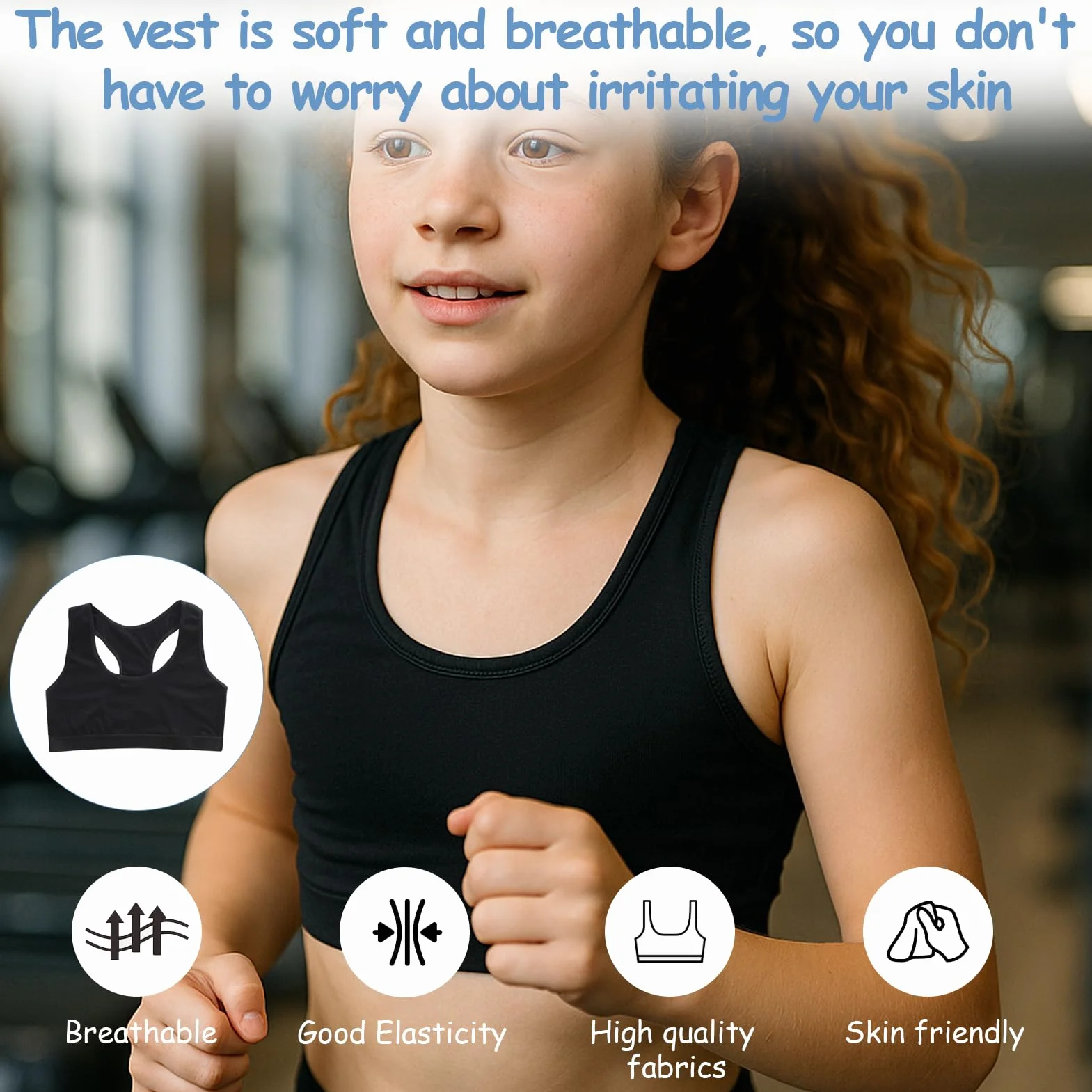 Lot de 4 Soutiens Brassiere Sport pour Filles 8-14 Ans