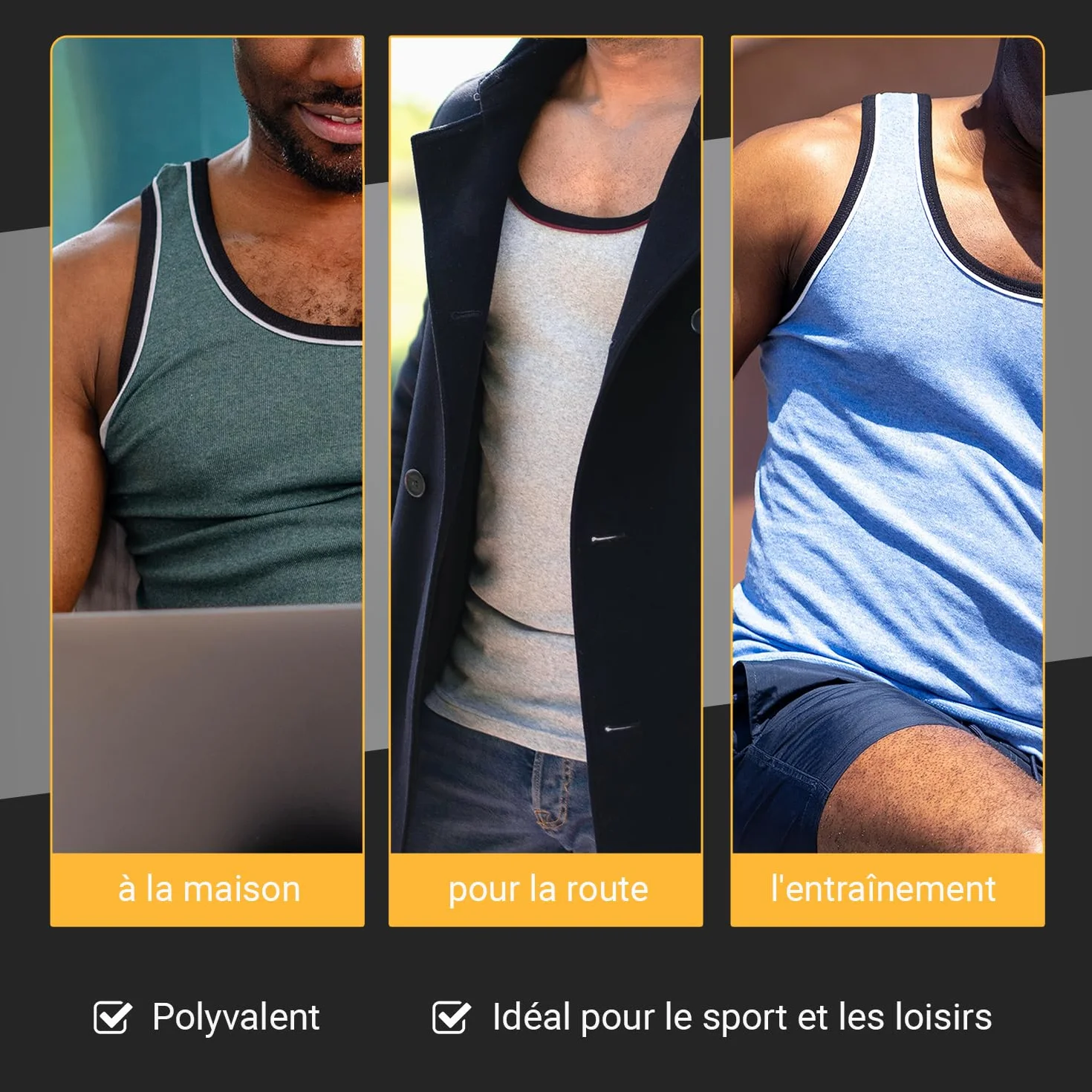 Lot de 5 débardeurs pour homme – Maillots de corps en couleurs mélangées