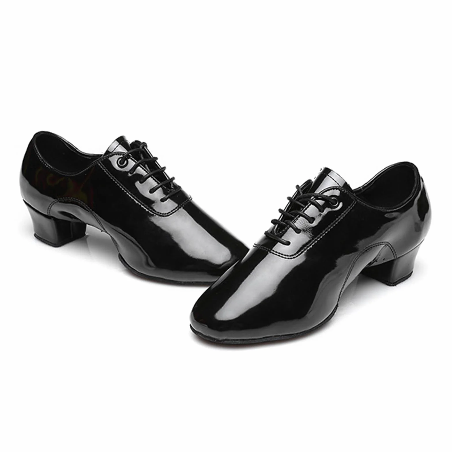 Chaussures De Danse Latine Hommes Semelle Fendue Cuir Verni Talon Bas Respirant
