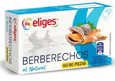 Ifa Eliges Berberechos Coques au Naturel, Calibre 60/80, Pack de 3 Boîtes de 58g