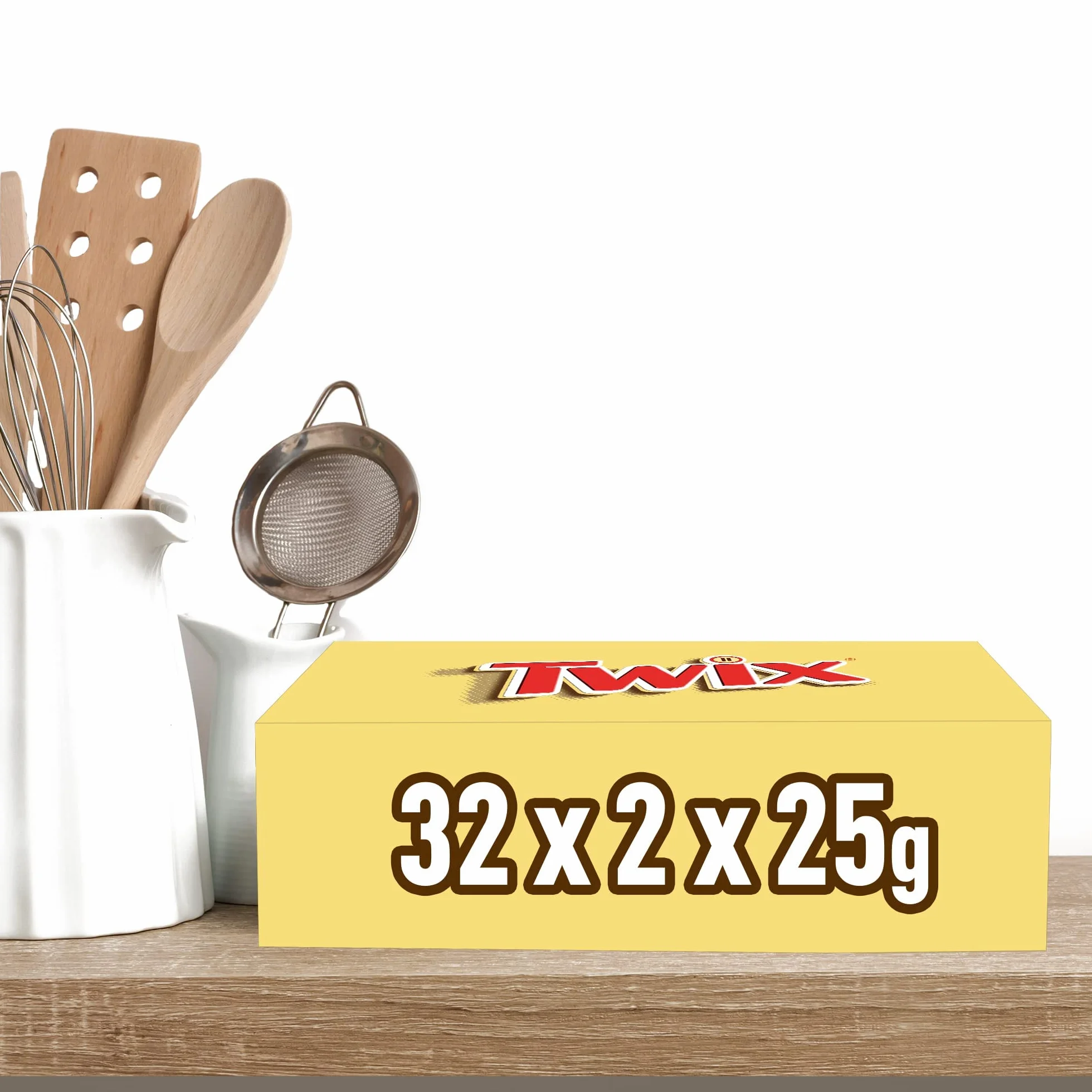 TWIX, Barres chocolat au lait avec biscuit nappage caramel - 1 Boite de 32 barres individuelles de 50g (L'emballage peut varier)