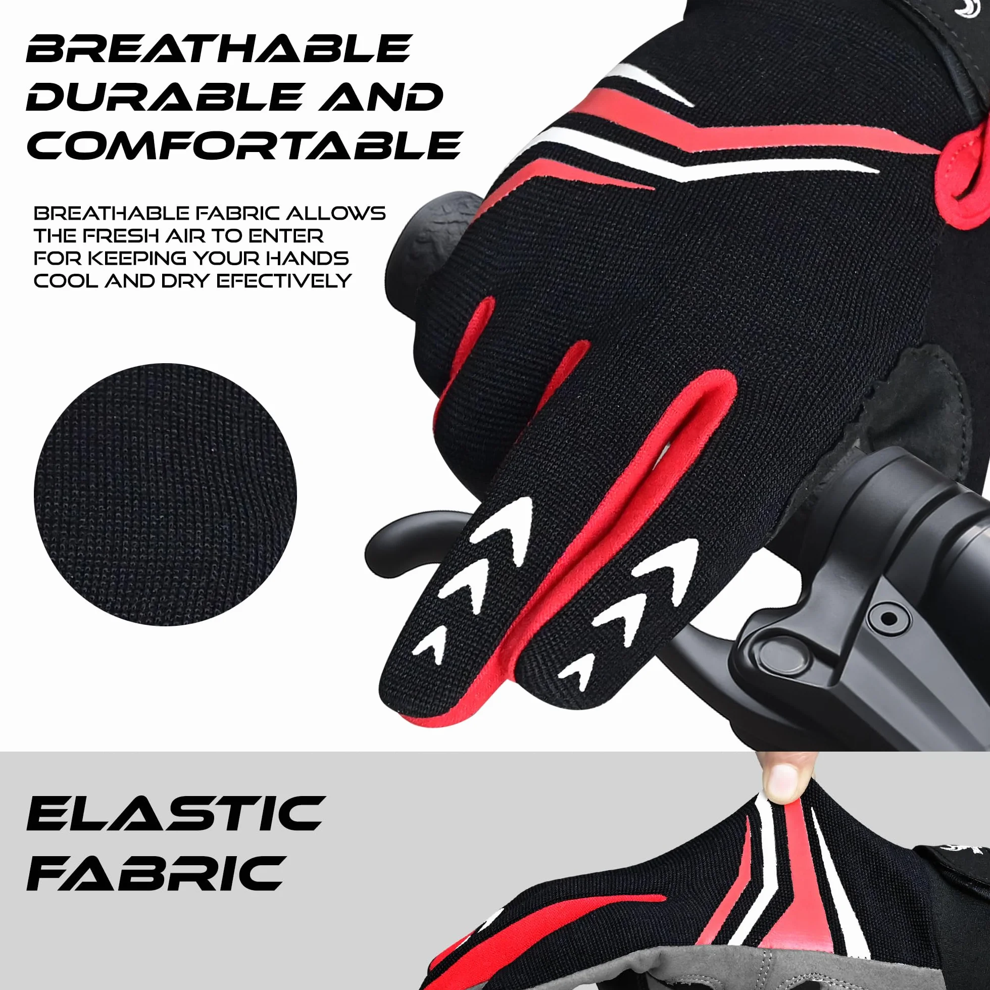 BEAST RAGE Gants de Cyclisme à Doigts complets avec Rembourrage Hommes Femmes antidérapants écran Tactile VTT BMX Course
